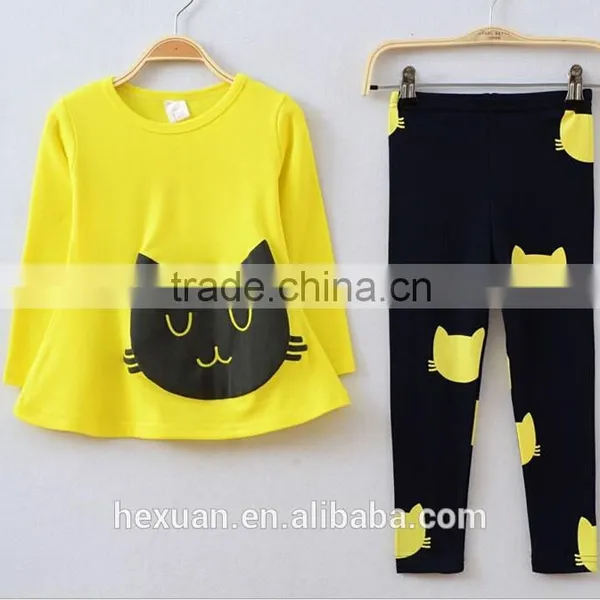 Children's Clothing Sets ,New Spring Autumn Kids Girl Clothes Set Cat T Shirt And Color Leggings Children Clothing Sets photo-2