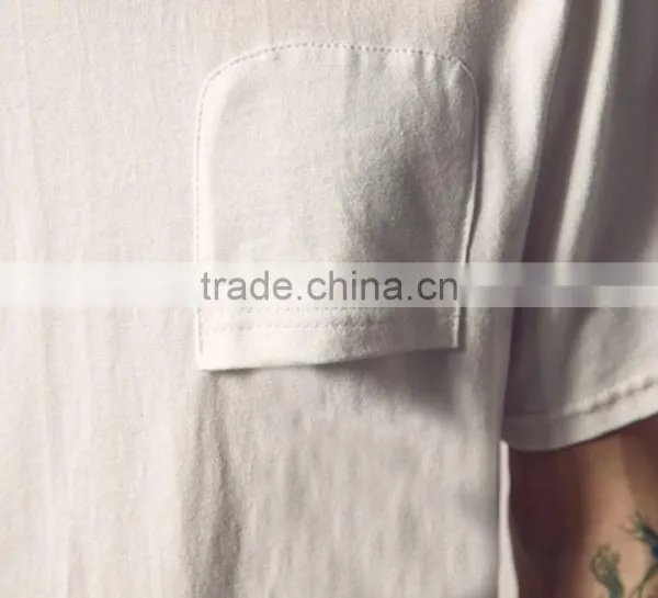 Cheap Bulk Custom Plain Thin White T-shirts With Pocket photo-4