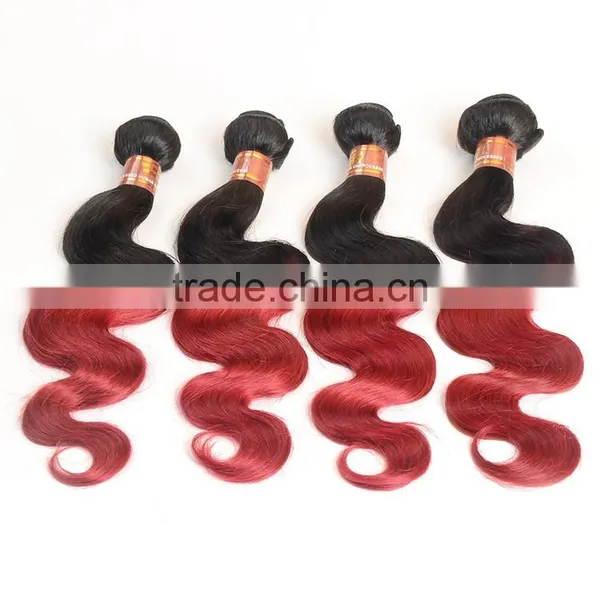 Black Rose 1B/Burgundy Body Wave Malaysian Hair Bundles Ombre Human Hair Weaves Wavy Extension photo-2