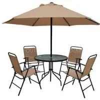 Favoroutdoor Garden Patio Set Furniture With 4 Chairs 1 Table And Umbrella