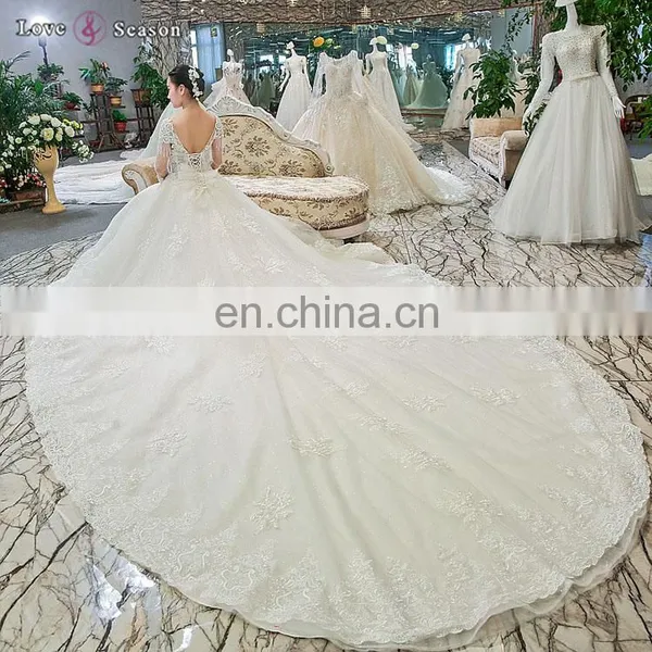 Gt904 Elegant Tassel Pearl Bridal Gown 2017 Long Sleeves High Quality Bridal Gowns photo-5
