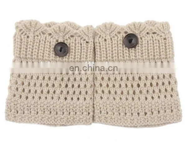 2016 Trendy Crochet Flower Boot Toppers With Wood Buttons photo-3