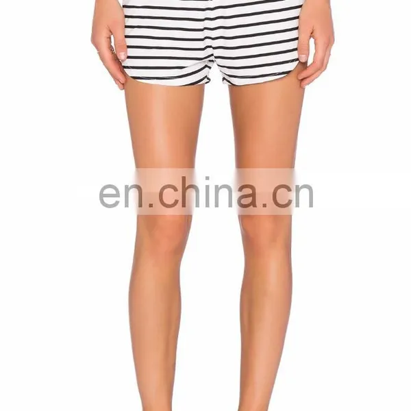 Black and White Stripe Custom Ladis Compression Shorts photo-2