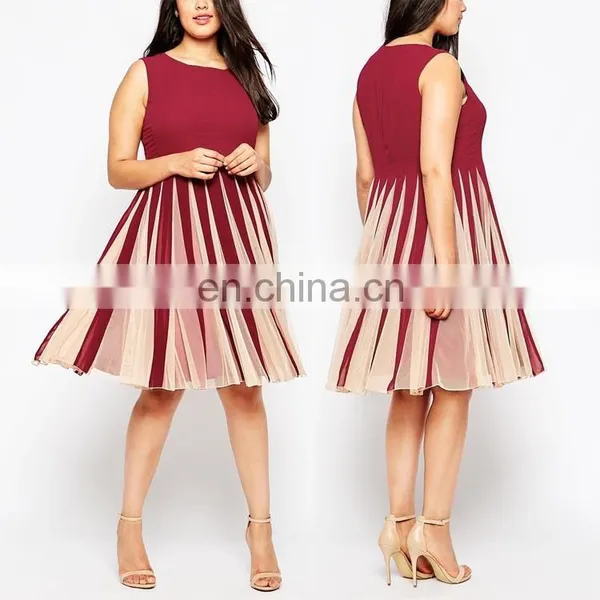 Women Plus Size Clothing Plus Size Dress Flare Mesh Dresses for Fat Ladies