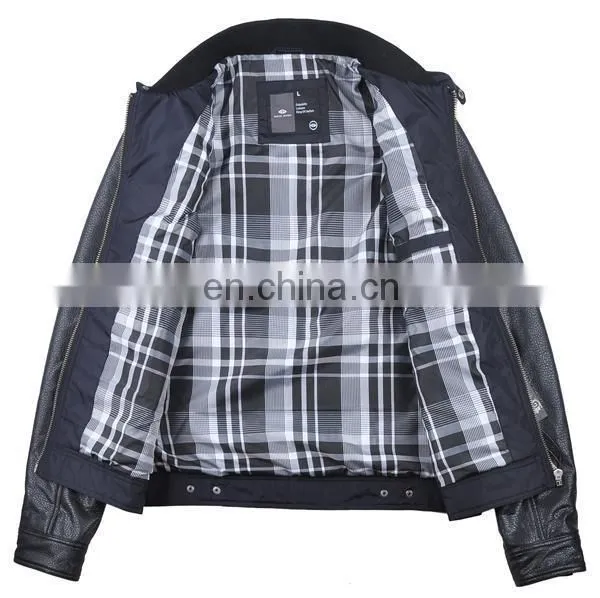 2017 New Fashion pu and Nylon Jacket for Man photo-3