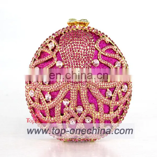 Crystal Clutch Bags With Stone Fushia Color Handmake Evening Clutch Bags for Party