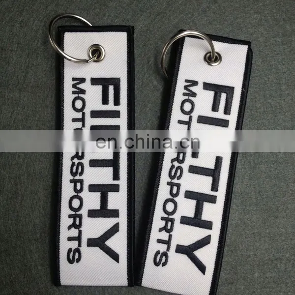 Customized Embroidery Keyring Jacquard Fabric Keyring Airlines Key Ring photo-2