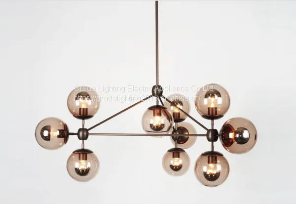 Hotel Indoor Metal Chandelier Frame With Black Iron Globe Chandelier