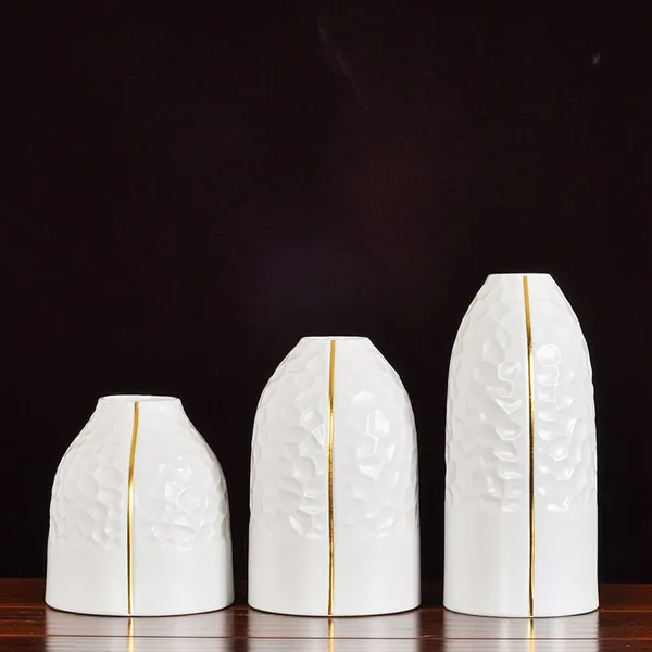 European Simple Light Luxury Large White Ceramic Plant Vase For Home TV Bench Decor photo-4