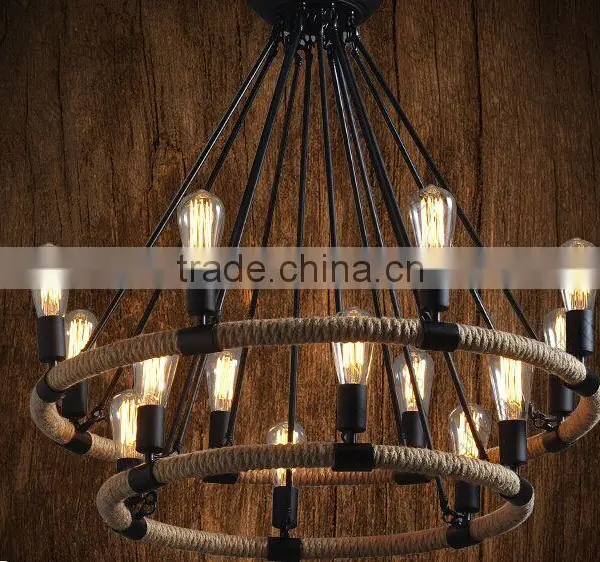 Hot Sale Loft Vintage Rope Pendant Lamp