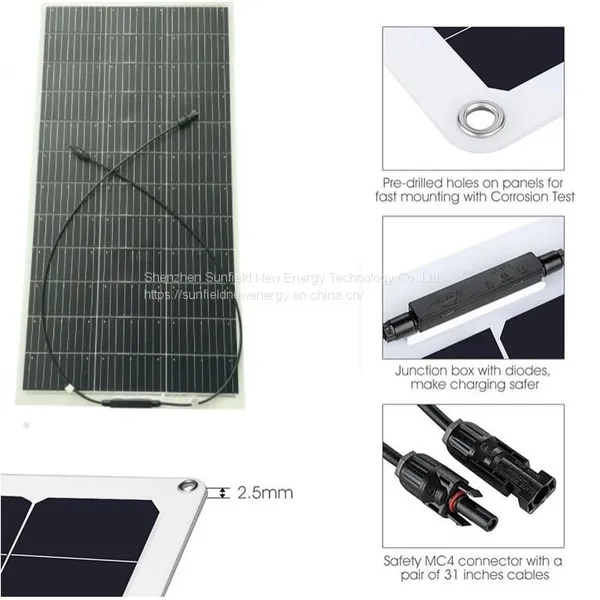 100W 200W 19.8V High Efficiency Mono Flexible Solar Panel