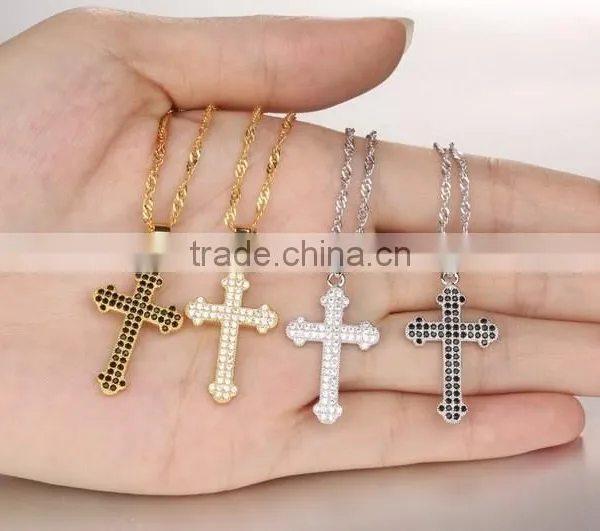 Drill Microscope Zircon Set Auger Cross Pendant Gold Plated Necklace Unisex Lover Gifts photo-2