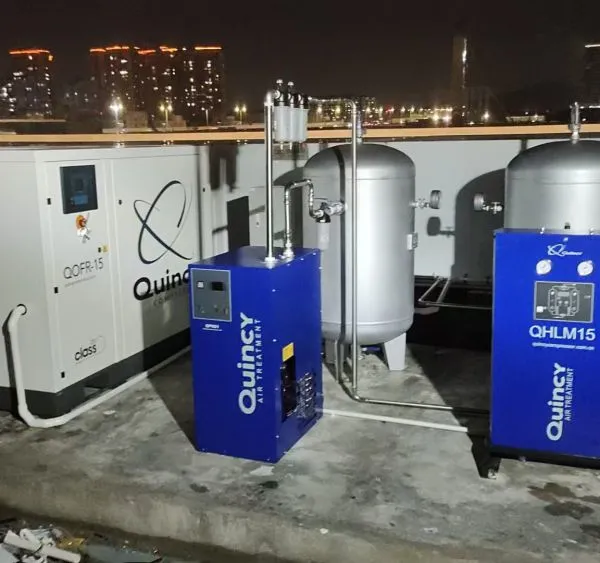 Quincy oil-free vortex air compressor.QOFR15/20/30/37kwSilent air compressor.Applied to the semiconductor new energy industry.