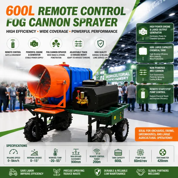 600L Long Range Fog Cannon Sprayer Agricultural Machinery for Orchard Spraying Dust Suppression and Cooling