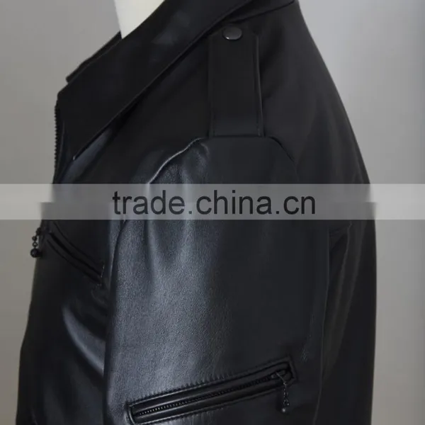 Man Leather Jacket Made of Black Genuine Sheep Skins photo-2