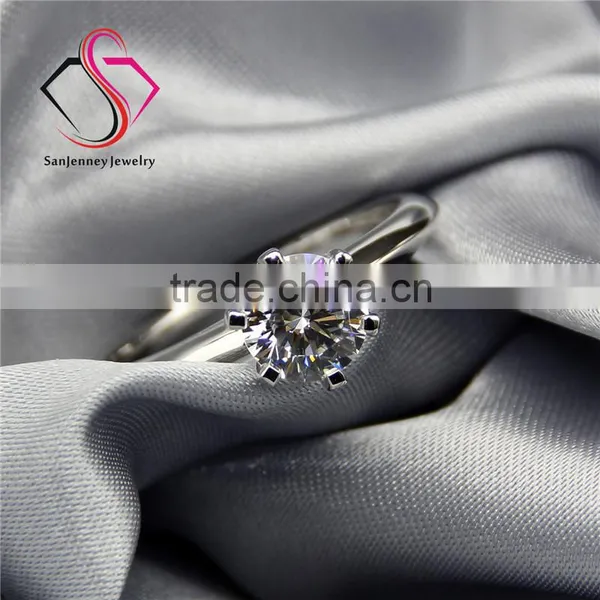 Round Cut Moissanite 6 Prong Solitaire 1 Carat 6.5mm Center 14k White Yellow Gold Diamond Engagement Ring photo-4