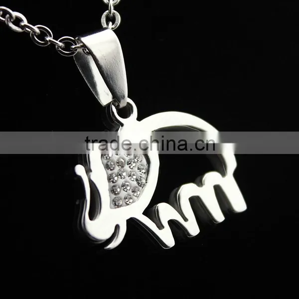 High Quality Stainless Steel Cute Elephant Necklace Diamond Elephant Pendant Necklace Wholesale photo-3