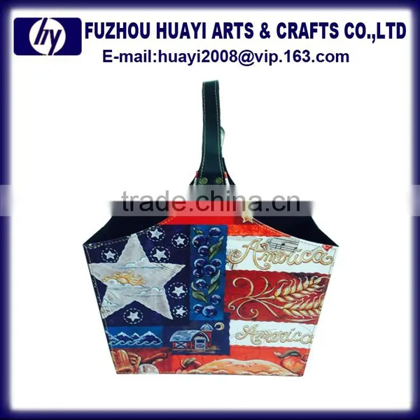 High Quality PU Leather Gift Wicker Basket Storage Hanging Basket photo-2