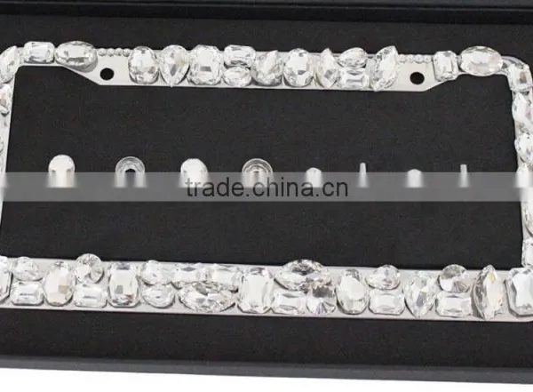 Luxury Diamond Rhinestone License Plate Frames Custom Clear Crystal License Plate Frame photo-3
