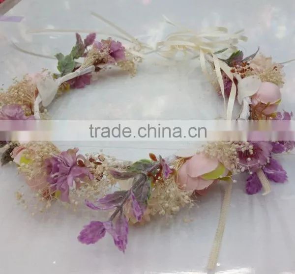 HL019 Hot Sale Fashion Women Tiara Flower Crown Headband Wedding Flower Garland Crown Handband