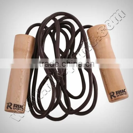 Leather Skipping Ropes with wooden Handle
