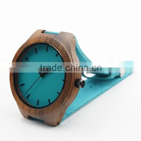 Newest Ebony Wood Wristwatches Blue Causal Watch Genuine Leather Wooden Fasion Watches for Men Women Best Gifts With Gift Box photo-4