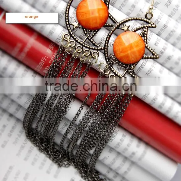 Tribal Style Belly Dance Earrings for Performance With A Shape of Moon