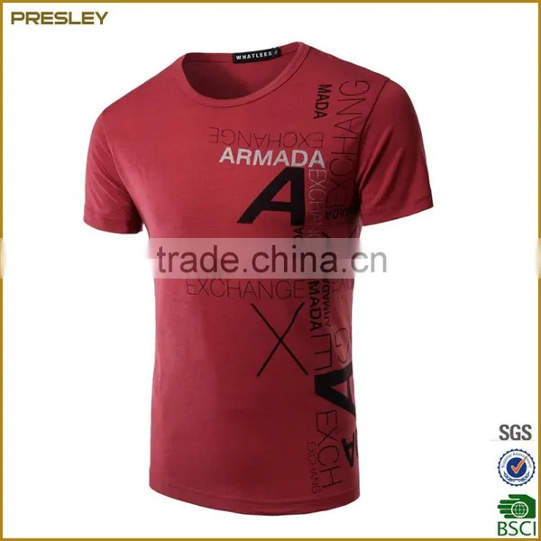 2016 Hot Sell Men's Presrhinked 180gsm Single Jersey Cotton 100% T-Shirts With Silkscree Printing For Promotion photo-3