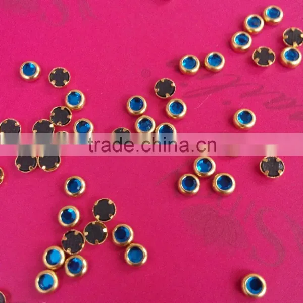 500pcs 3mm Glass Gems Stone Nail Jewelry With Gold Metal Ring photo-3