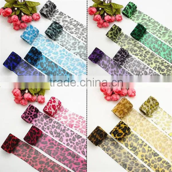 DIY Leopard Organza Ribbon,Decorative Printed Organza Ribbon For Garment