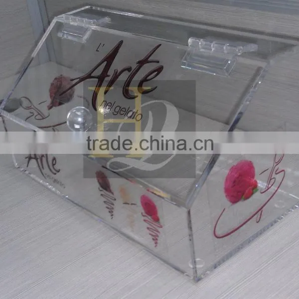 Trendy Eco-friendly Acrylic Silkscreen Printing Candy Cake Acrylic Display Box With Hinged Lid Quality Choice photo-2