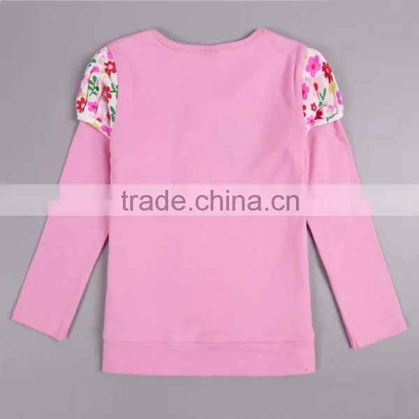2-6Yrs (6518#PINK&WHITE)Ready Made Wholesale Kid Wear Long Sleeve Heart Appliqued Winter Top photo-2