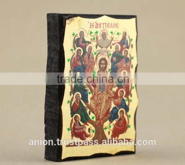 Greek & Russian Orthodox Wooden Icon. Jesus and 12 Disciples. photo-4