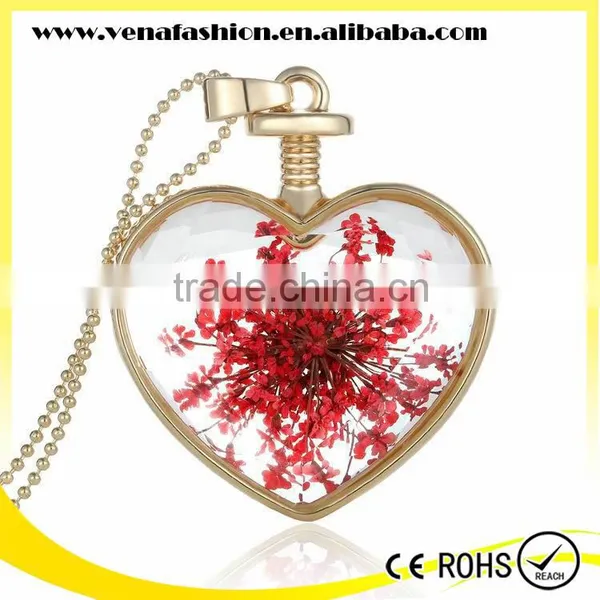Dried Flower Handmade Red Newest Crystal Necklace
