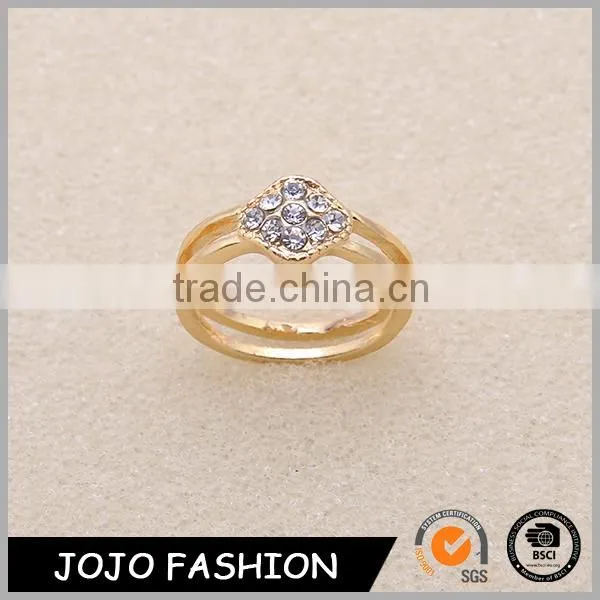 New Style Two Layers Design Rhinestone Gold Woman Rings for Wedding