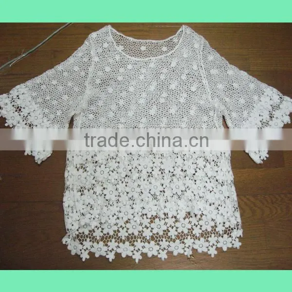 White Cotton Flowers Latest Tops Designs Girls