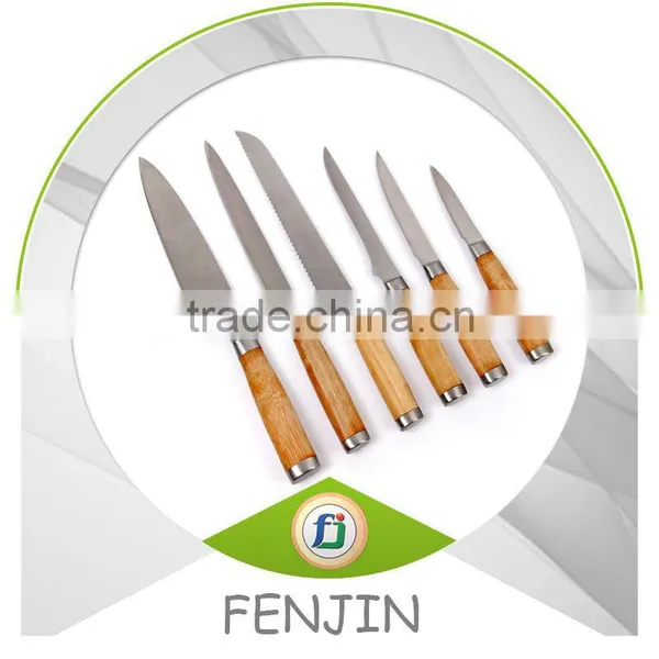5pcs Bamboo Handle Stainless Steel Kitchen Knife photo-2