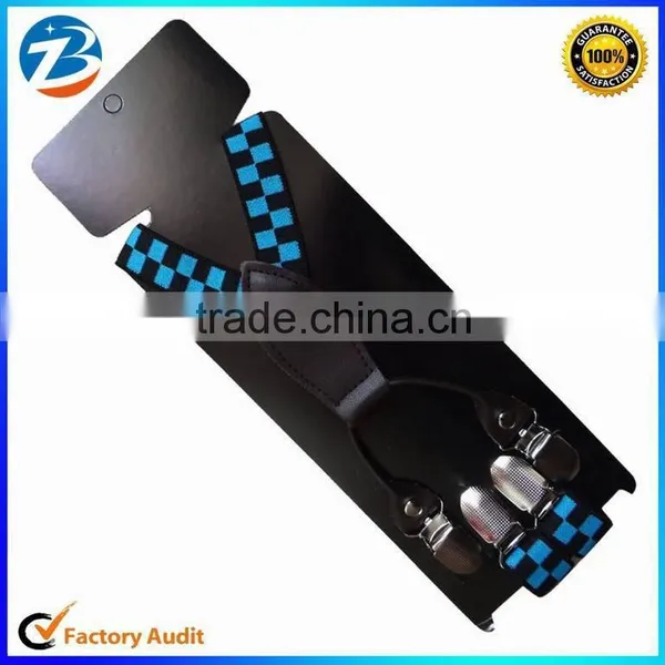 New Fashion Elastic Checker Design Kids Suspenders 4 Clips photo-3