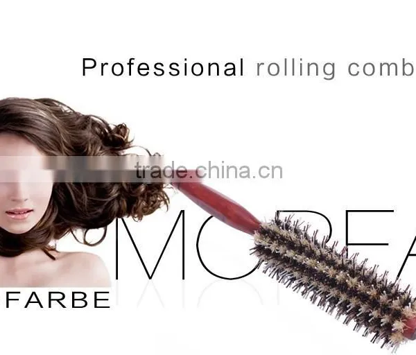 Roll Hair Care Brush Hairdressing Styling Curly Comb With Wooden Handle photo-2