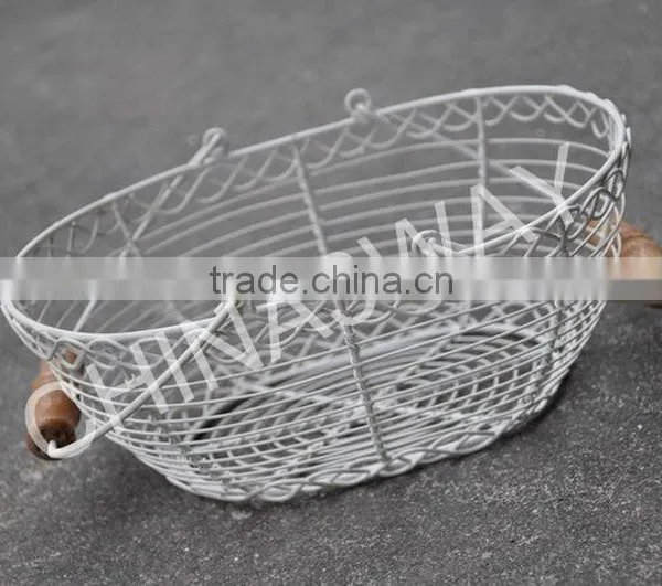 Home Good Durable Round Fruit Vegetable Metal Wire Hamper Storage Basket photo-4