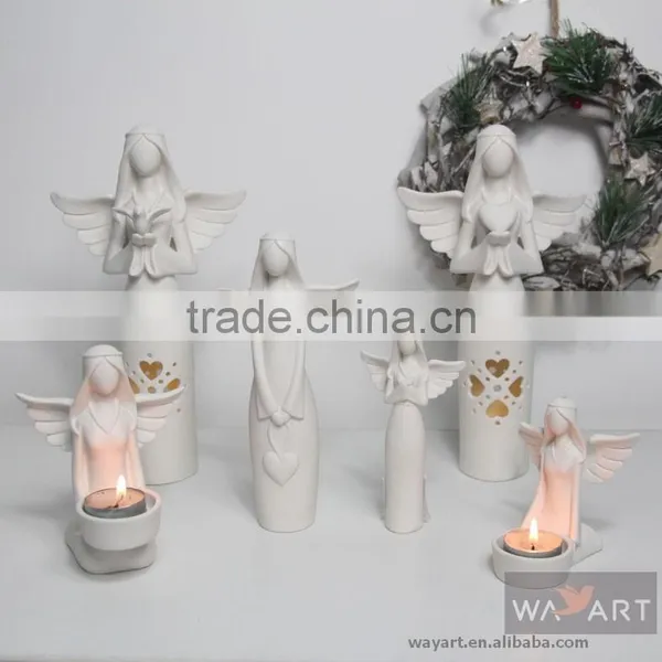 White Ceramic Angel Tealight Candle Holder photo-2
