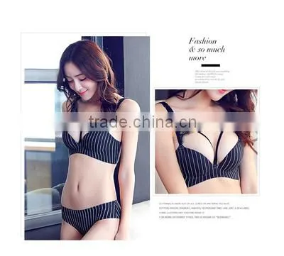 One Piece Seamless Classic Stripe Lace Underwear Lady BRA SET photo-4