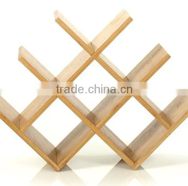 W Shape 8 Bottle Tabletop Wine Holder Wooden/Bamboo W Wine Rack photo-2
