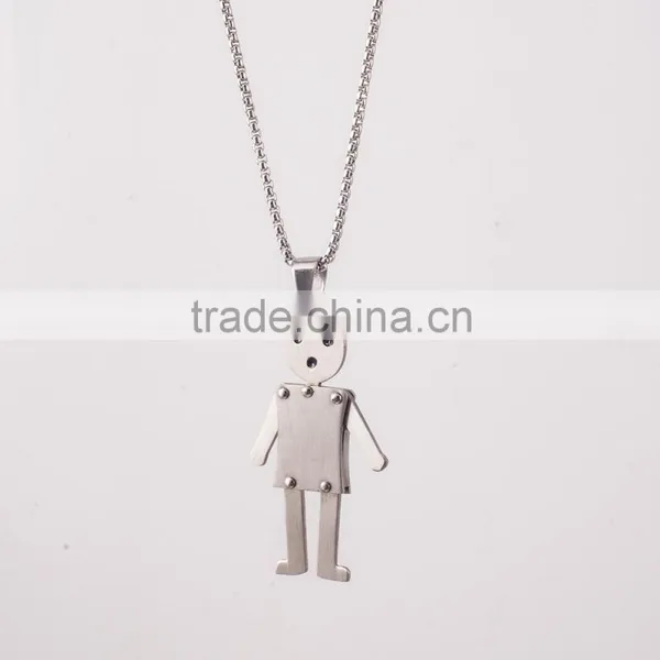 Lovely Stainless Steel Matte Finished Mobilizable Robot Pendant for Kids photo-2