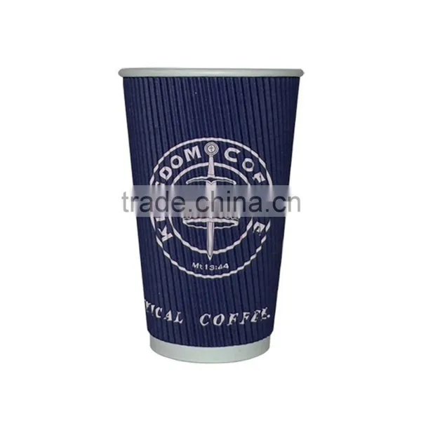 8/12/16oz Disposable Logo Printed Paper Coffee Cup With Lid/handle/sleeve photo-3