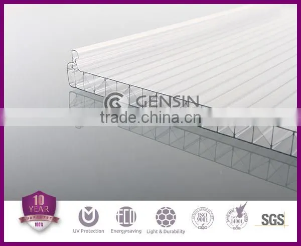 Gensin 12mm 3-layer W-Structure U-locking Design Polycarbonate Sheet 10-year Warranty 700mm photo-2