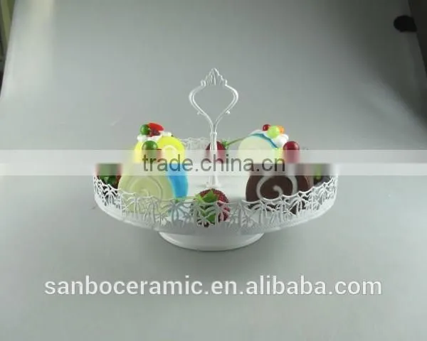 One Layer Small Colorful Cake Stand With Flower Rim OEM Factory Cheap Price photo-5