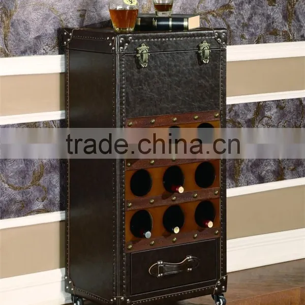 2016 Hot Sale High Quality China Supplier Handcraft High End Retro Vintage Storage Wine Cabinet Covered by Top Grain Leather photo-2