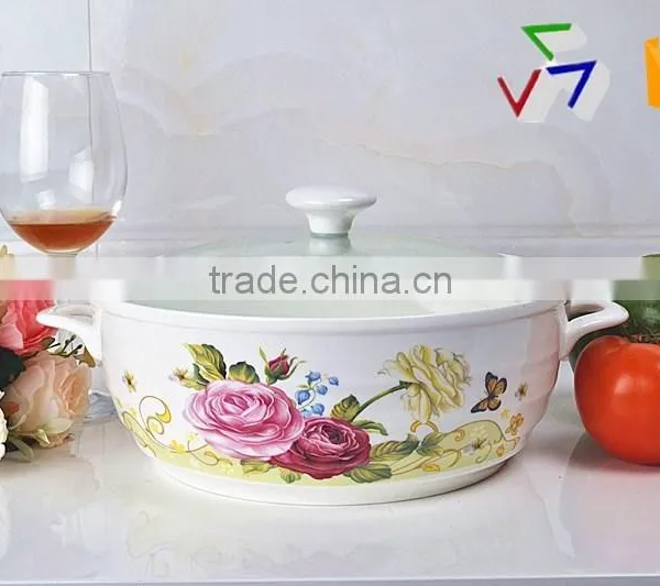 10" Porcelain Microwave Pot With Glas Lid photo-2