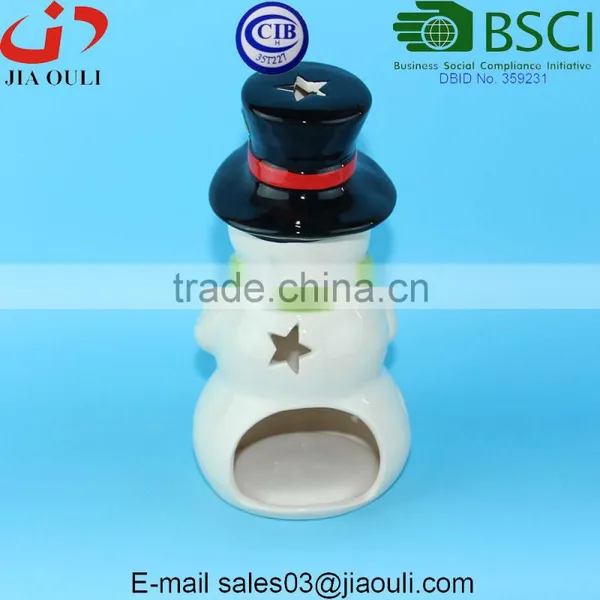 BSCI Certificate Factory X'mas Decoration Ceramic Snowman, Snowman Candle Lantern photo-3
